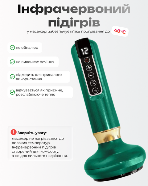Вакуумний антицелюлітний масажер для тіла з підігрівом, 12 режимів