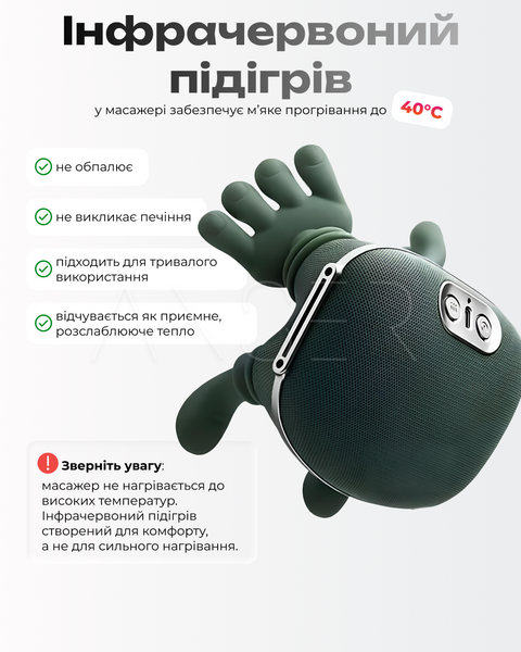 Професійний масажер для шиї та спини з інфрачервоним прогрівом і 3 режимами роботи