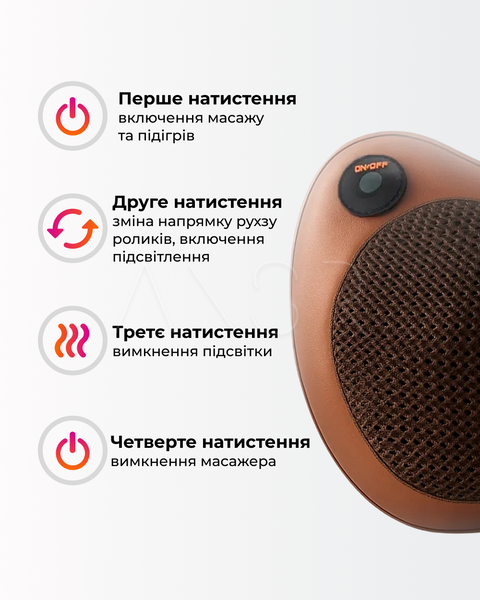 Массажная подушка с функцией подогрева и роликовым массажем