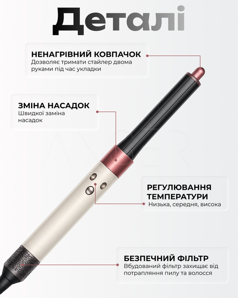 Мультистайлер AutoWrap 6 в 1 для локонів та об'єму, Rose &mdash; купити в інтернет-магазині ANSORI: фото та ціна