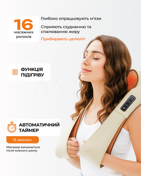 Массажная подушка для шеи, спины и ног с 16 роликами &mdash; купить в интернет-магазине ANSORI: фото и цена