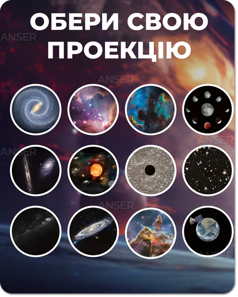 Домашний планетарий &mdash; ночник-проектор с 12 проекциями космоса &mdash; купить в интернет-магазине ANSORI: фото и цена