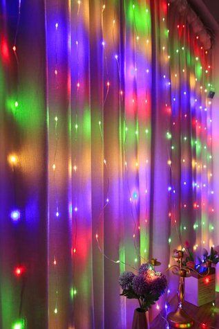 Гирлянда штора 3х2 м Роса 200 LED лампочек медный провод 10 линий и 8 режимов RGB