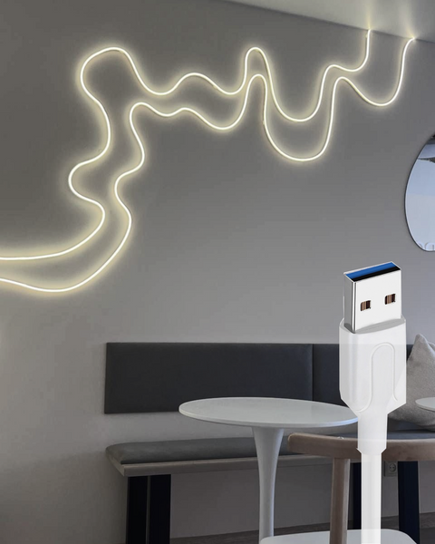 Гибкий неон FlexGlow LUX USB теплого белого цвета, 5 м