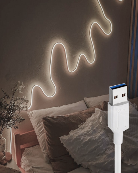 Гибкий неон FlexGlow LUX USB теплого белого цвета, 5 м