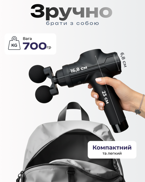 Профессиональный перкуссионный массажер &mdash; мощность 60 Вт, 10 насадок, интеллектуальный датчик давления и бесщеточный двигатель