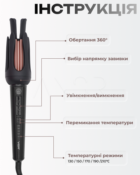 Плойка для волосся з керамічним покриттям та LED-дисплеєм для створення стійких локонів і акуратної укладки &mdash; купити в інтернет-магазині ANSORI: фото та ціна