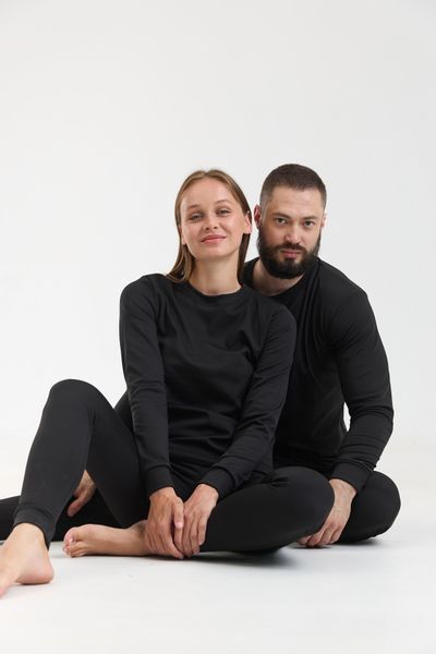 Мужское теплое термобелье на флисе North Fleece черное размер S