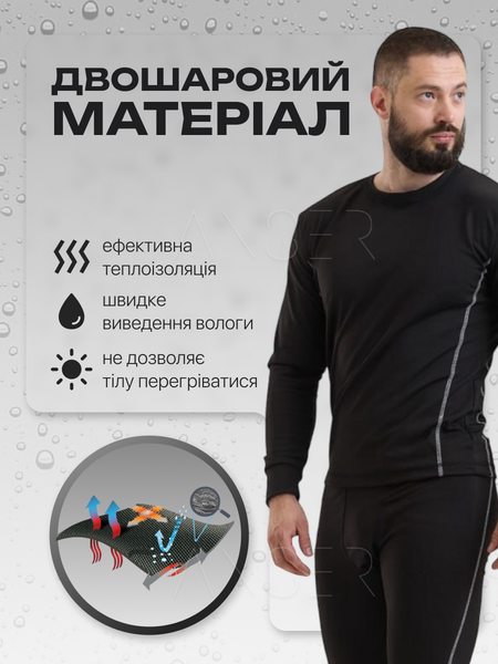 Термобілизна зимова чоловіча на флісі Cold Avert чорна розмір S &mdash; купити в інтернет-магазині ANSORI: фото та ціна