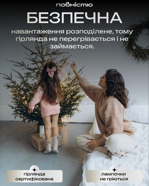Гирлянда Роса 100м зеленая нить белая
