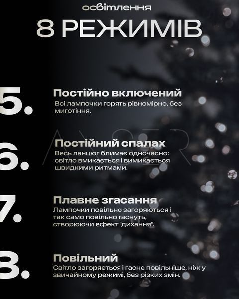 Гирлянда Роса 100м зеленая нить белая